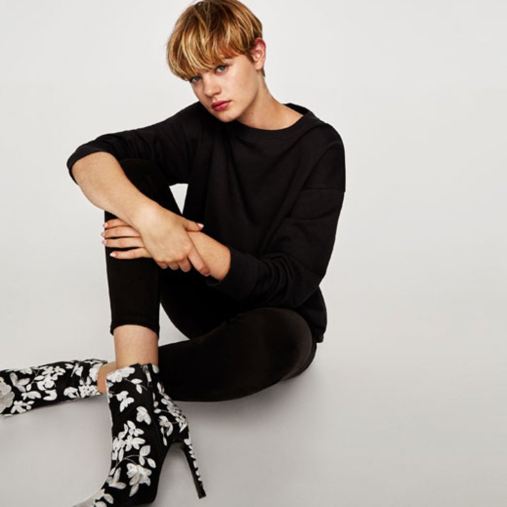 Zara Embroidered High Heel Ankle Boots - Picture 8 of 10